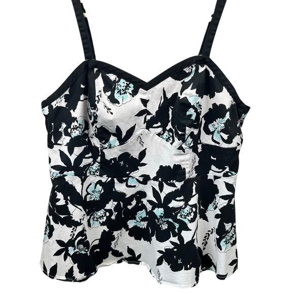 Torrid Tops - Torrid Women's Tank‎ Sweetheart Floral Blue White Black Empire Waist SZ 1X